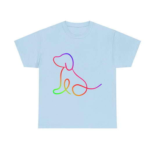 vibrant animal lover t-shirt with colourful rainbow dog outline. Great for as a gift. Great for wildlife adventures.