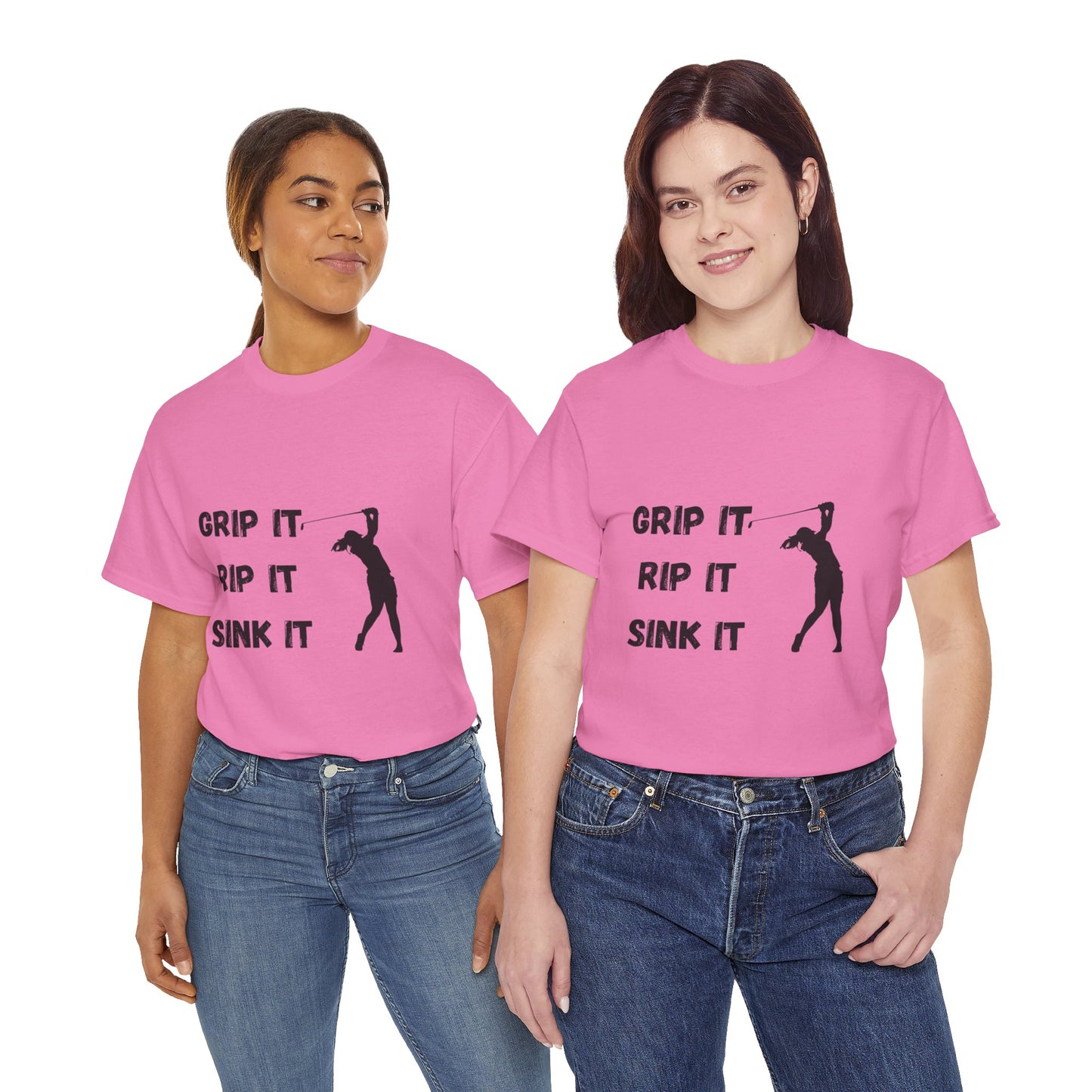 Unisex Heavy Cotton Tee - Grip It, Rip It, Sink It Woman