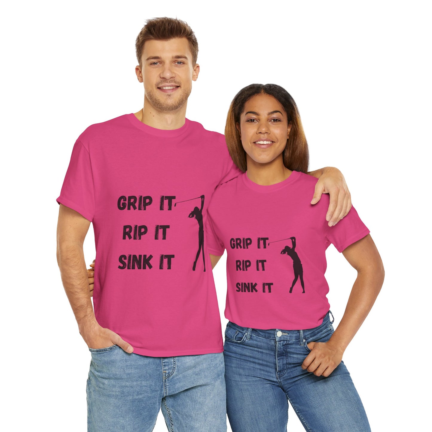 Unisex Heavy Cotton Tee - Grip It, Rip It, Sink It Woman