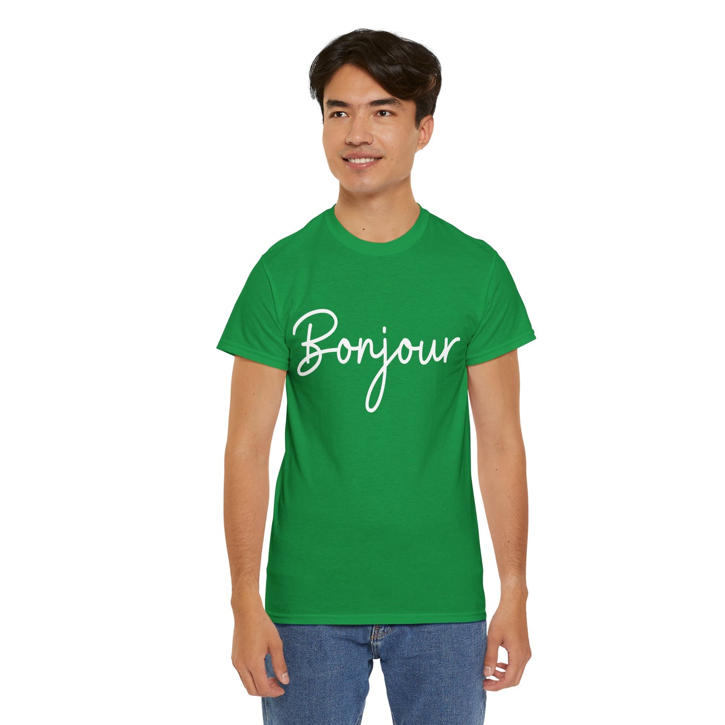 "Bonjour" & "Au Revoir" (French Greetings) Unisex Heavy Cotton Tee