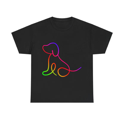 vibrant animal lover t-shirt with colourful rainbow dog outline. Great for as a gift. Great for wildlife adventures.