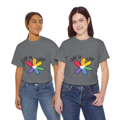 Unisex Heavy Cotton Tee - Rainbow Flower