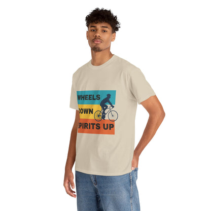 Unisex Heavy Cotton Tee - Wheels Down, Spirits Up