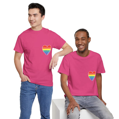 Unisex Heavy Cotton Tee - Love Is Love Rainbow Heart Mini