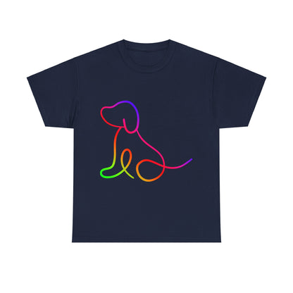 vibrant animal lover t-shirt with colourful rainbow dog outline. Great for as a gift. Great for wildlife adventures.