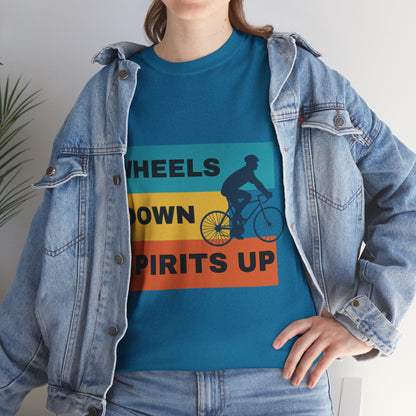 Unisex Heavy Cotton Tee - Wheels Down, Spirits Up