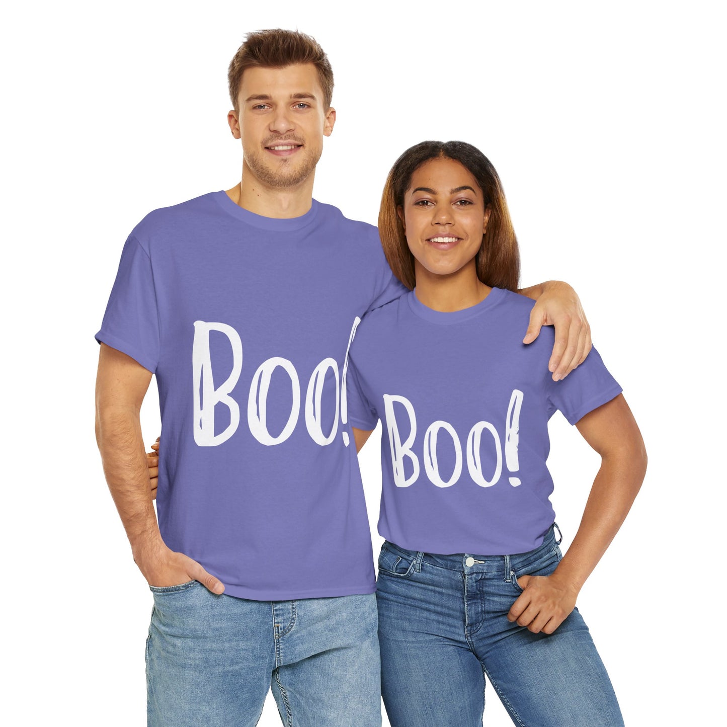 Unisex Heavy Cotton Tee - Boo White Print