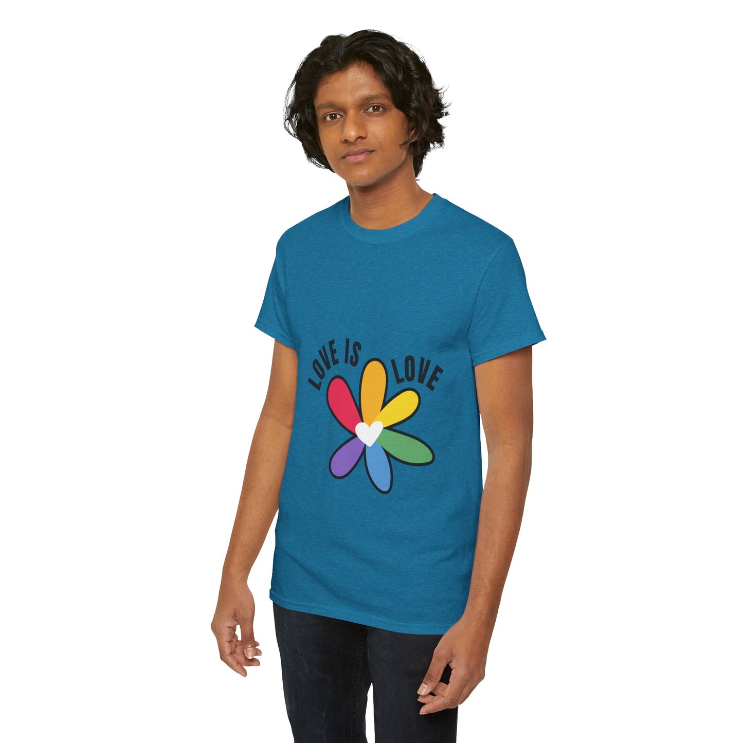 Unisex Heavy Cotton Tee - Rainbow Flower