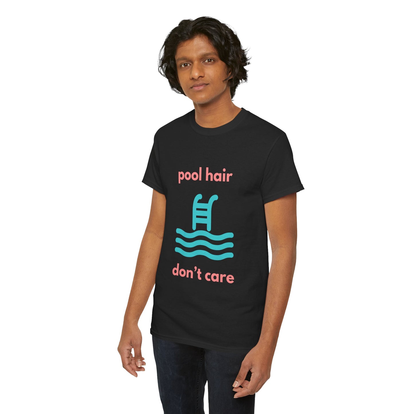 Unisex Heavy Cotton Tee - Pool Hair, Don't Care