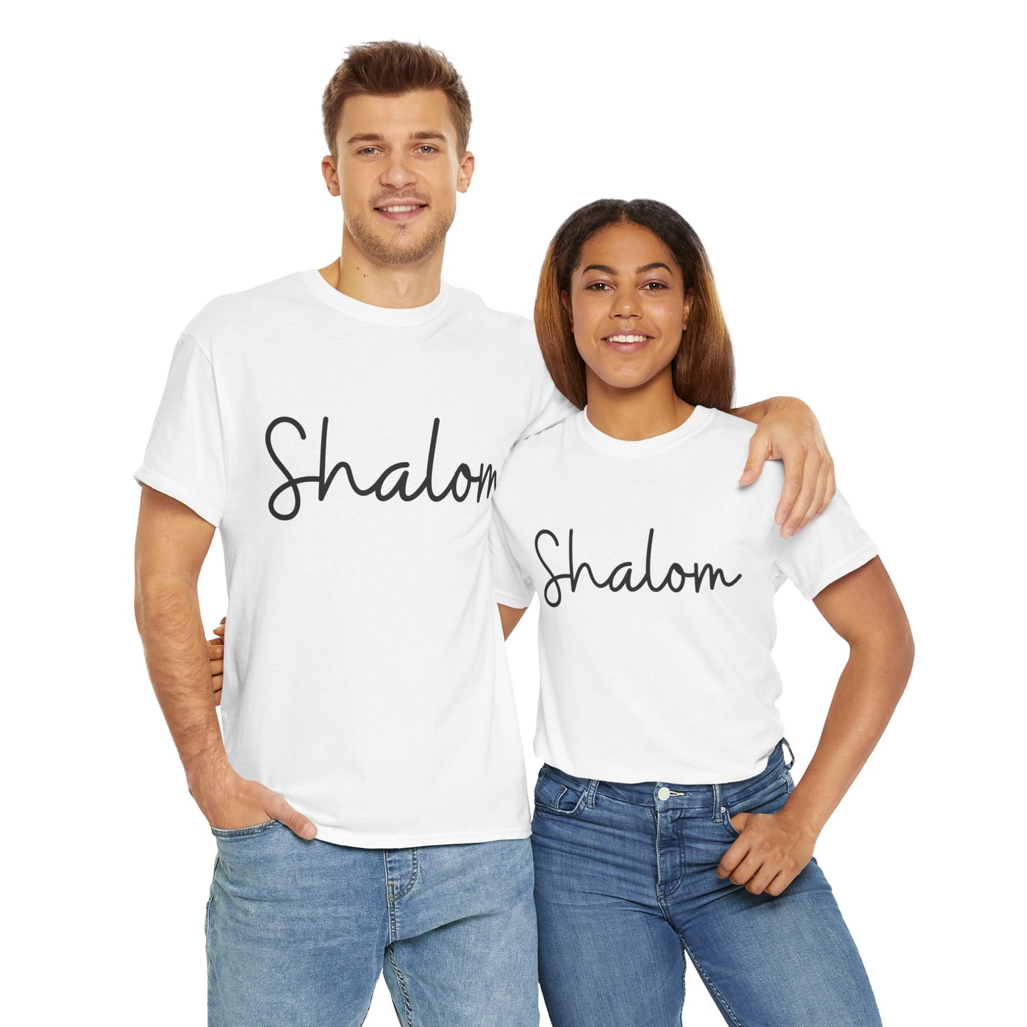 "Shalom" (Hebrew Greeting) Unisex Heavy Cotton Tee