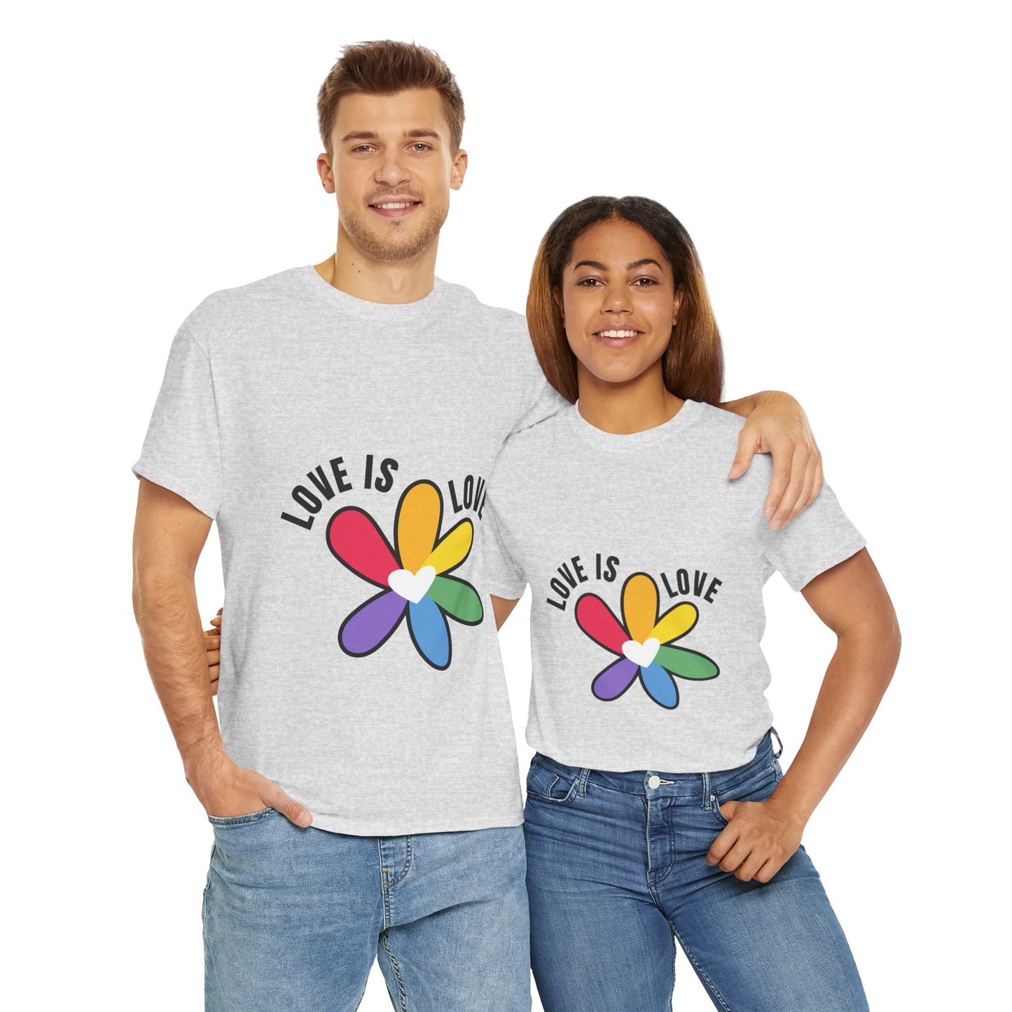 Unisex Heavy Cotton Tee - Rainbow Flower