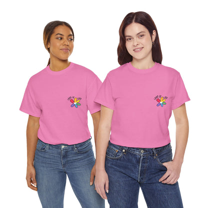 Unisex Heavy Cotton Tee - Rainbow Flower Mini