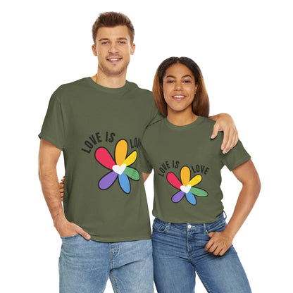 Unisex Heavy Cotton Tee - Rainbow Flower