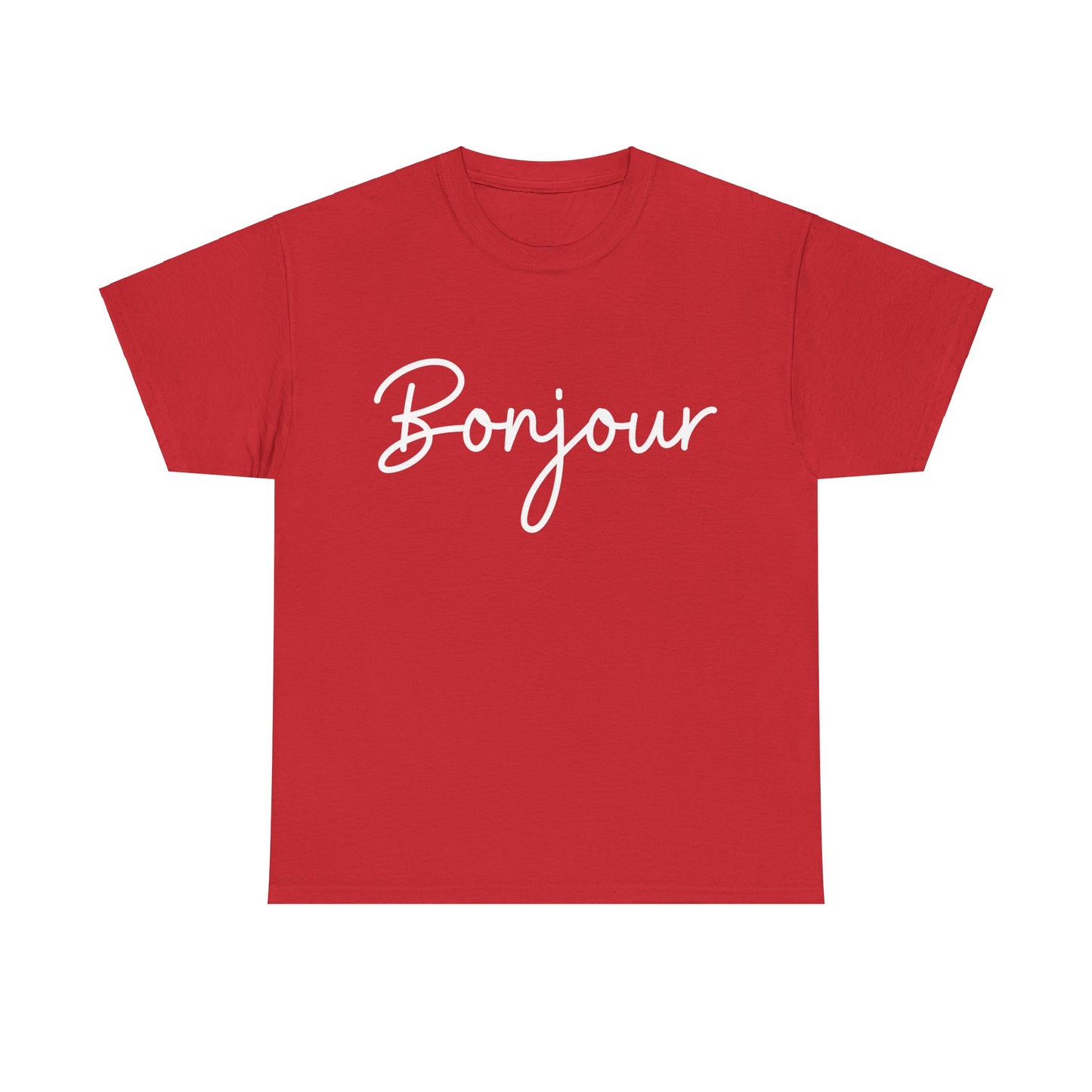 "Bonjour" & "Au Revoir" (French Greetings) Unisex Heavy Cotton Tee