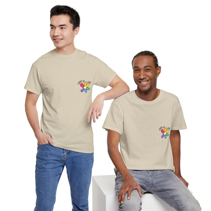 Unisex Heavy Cotton Tee - Rainbow Flower Mini