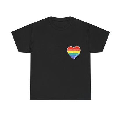 Unisex Heavy Cotton Tee - Love Is Love Rainbow Heart Mini