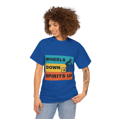 Unisex Heavy Cotton Tee - Wheels Down, Spirits Up