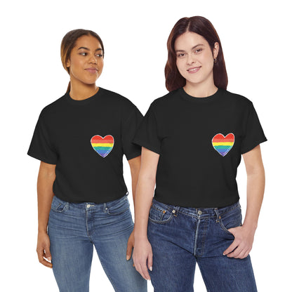 Unisex Heavy Cotton Tee - Love Is Love Rainbow Heart Mini