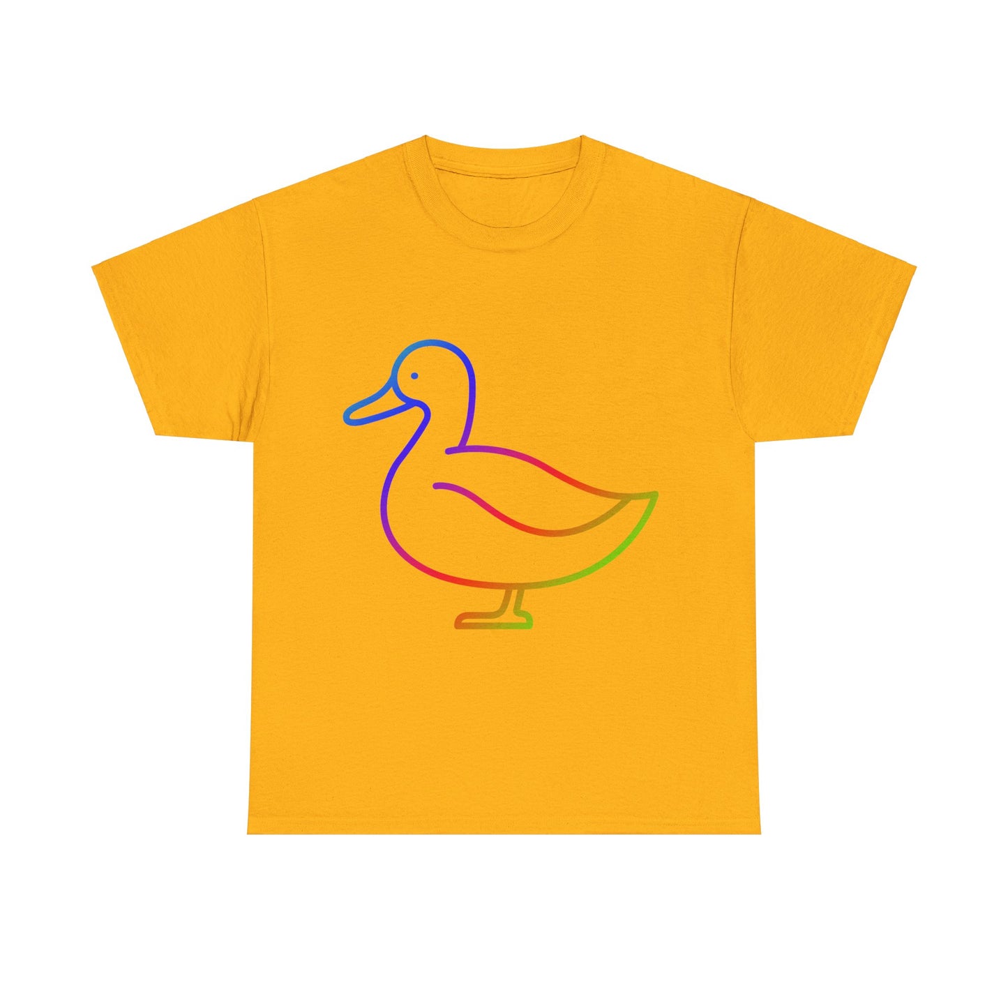 vibrant animal lover t-shirt with colourful rainbow duck outline. Great for as a gift. Great for wildlife adventures.