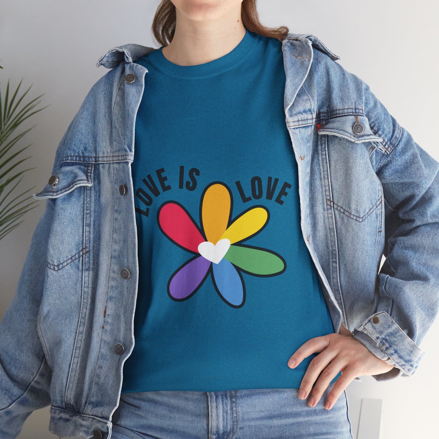 Unisex Heavy Cotton Tee - Rainbow Flower