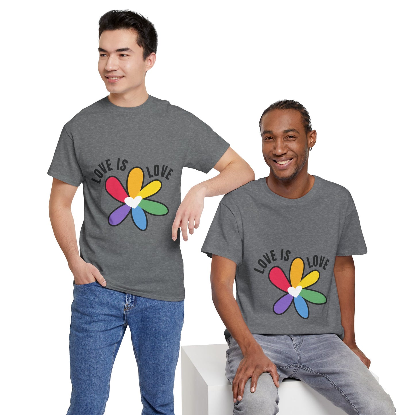 Unisex Heavy Cotton Tee - Rainbow Flower