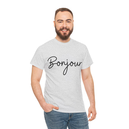 "Bonjour" (French Greeting) Unisex Heavy Cotton Tee