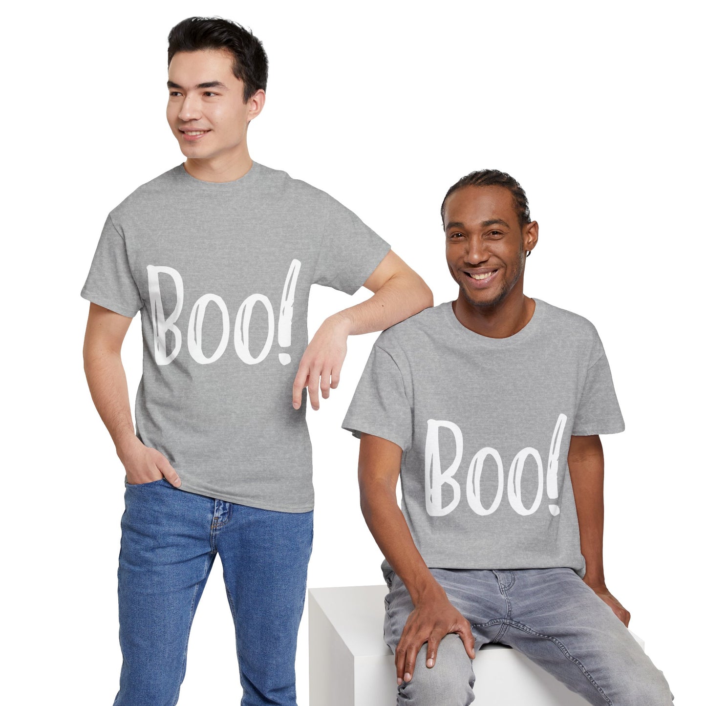 Unisex Heavy Cotton Tee - Boo White Print