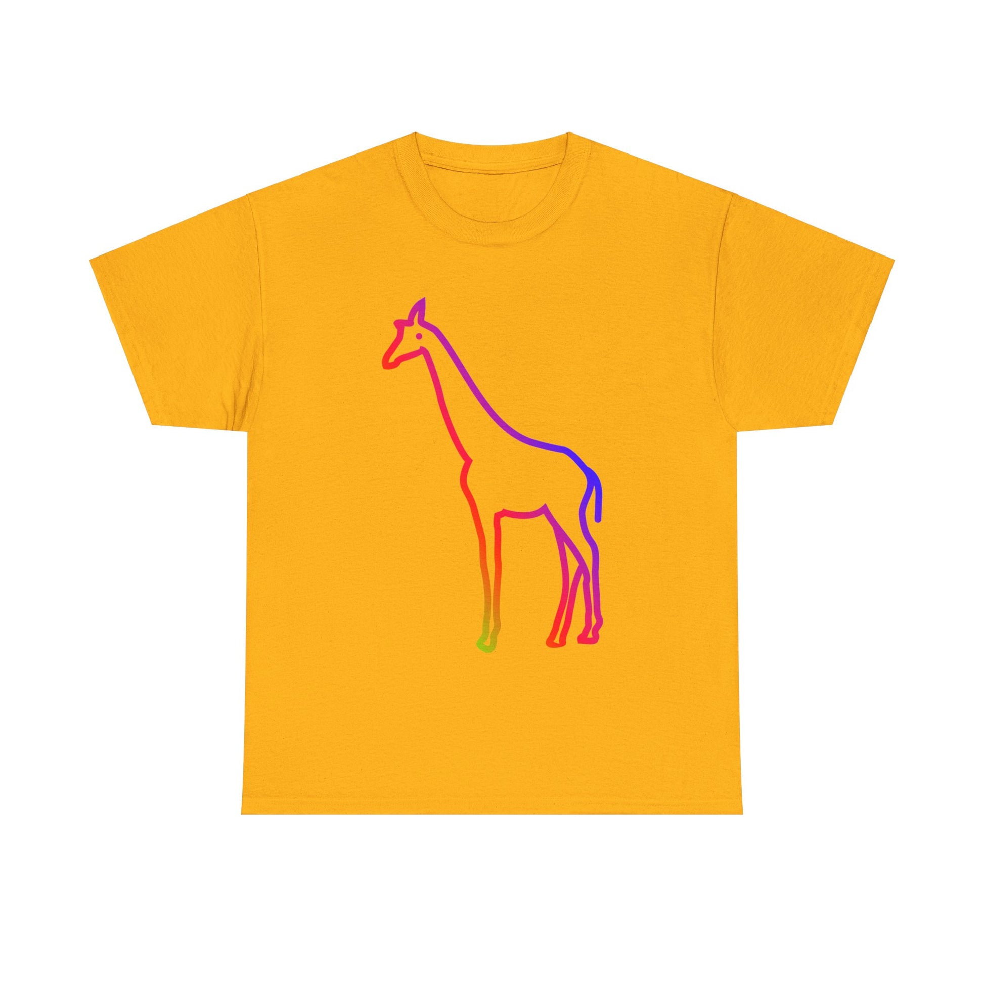 vibrant animal lover t-shirt with colourful rainbow giraffe outline. Great for as a gift. Great for wildlife adventures.