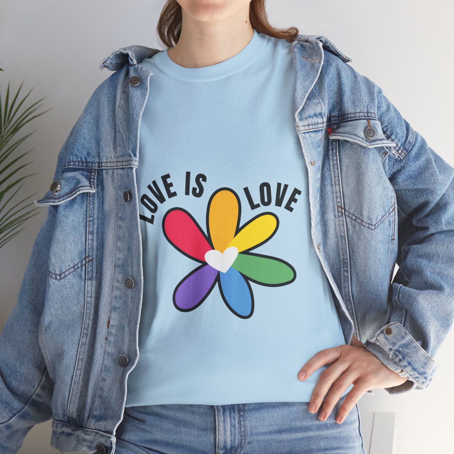 Unisex Heavy Cotton Tee - Rainbow Flower