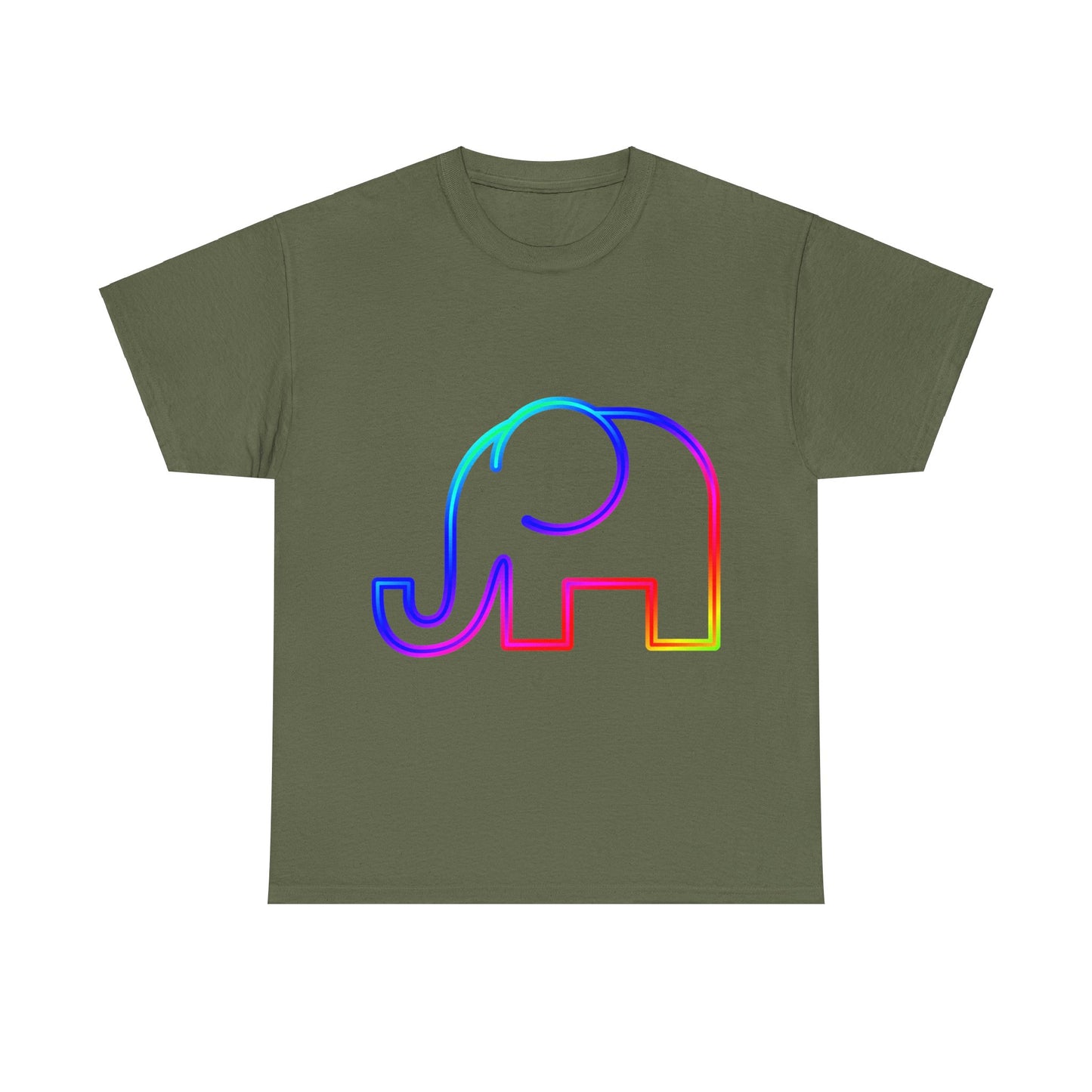 vibrant animal lover t-shirt with colourful rainbow elephant outline. Great for as a gift. Great for wildlife adventures.