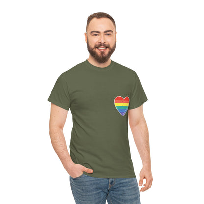 Unisex Heavy Cotton Tee - Love Is Love Rainbow Heart Mini