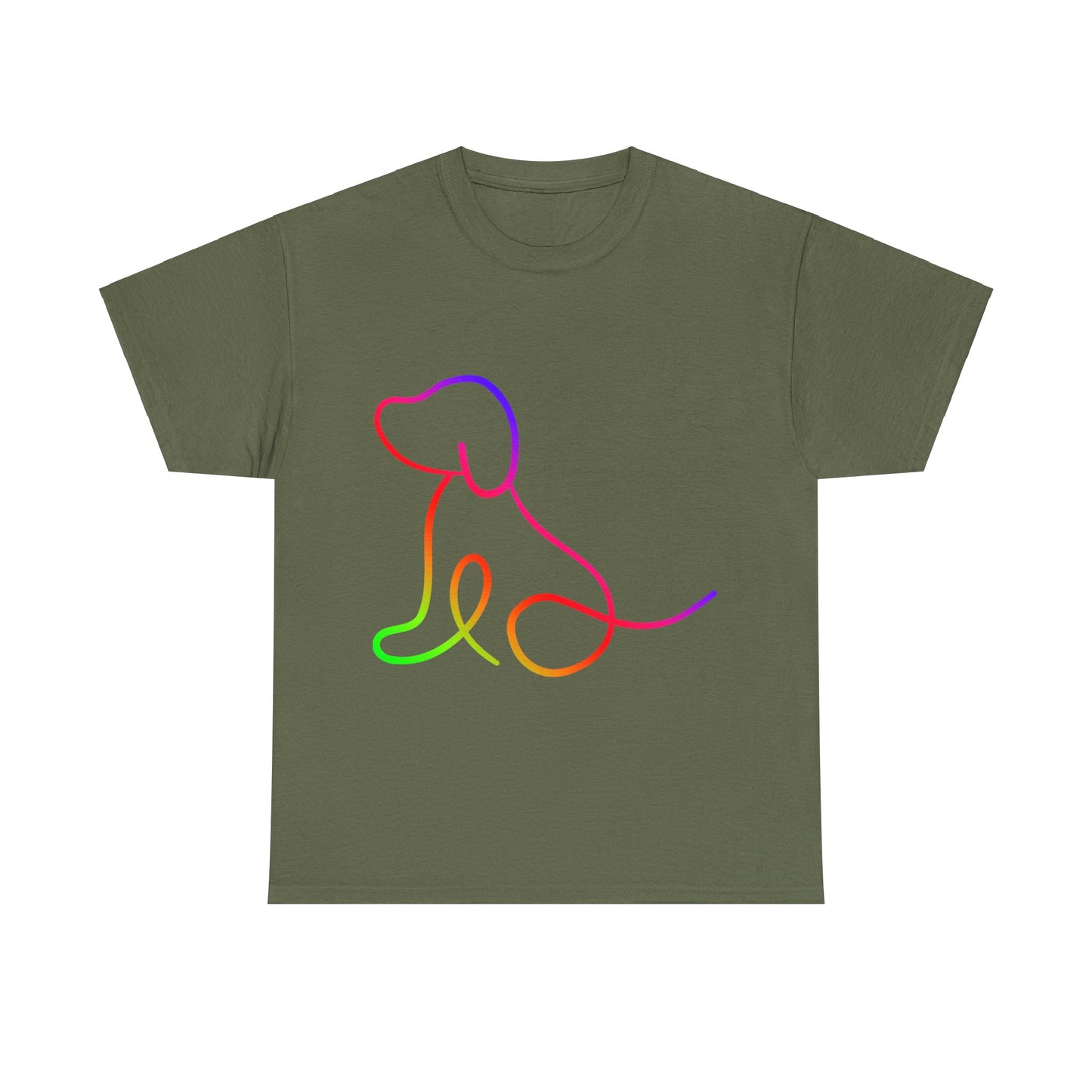 vibrant animal lover t-shirt with colourful rainbow dog outline. Great for as a gift. Great for wildlife adventures.