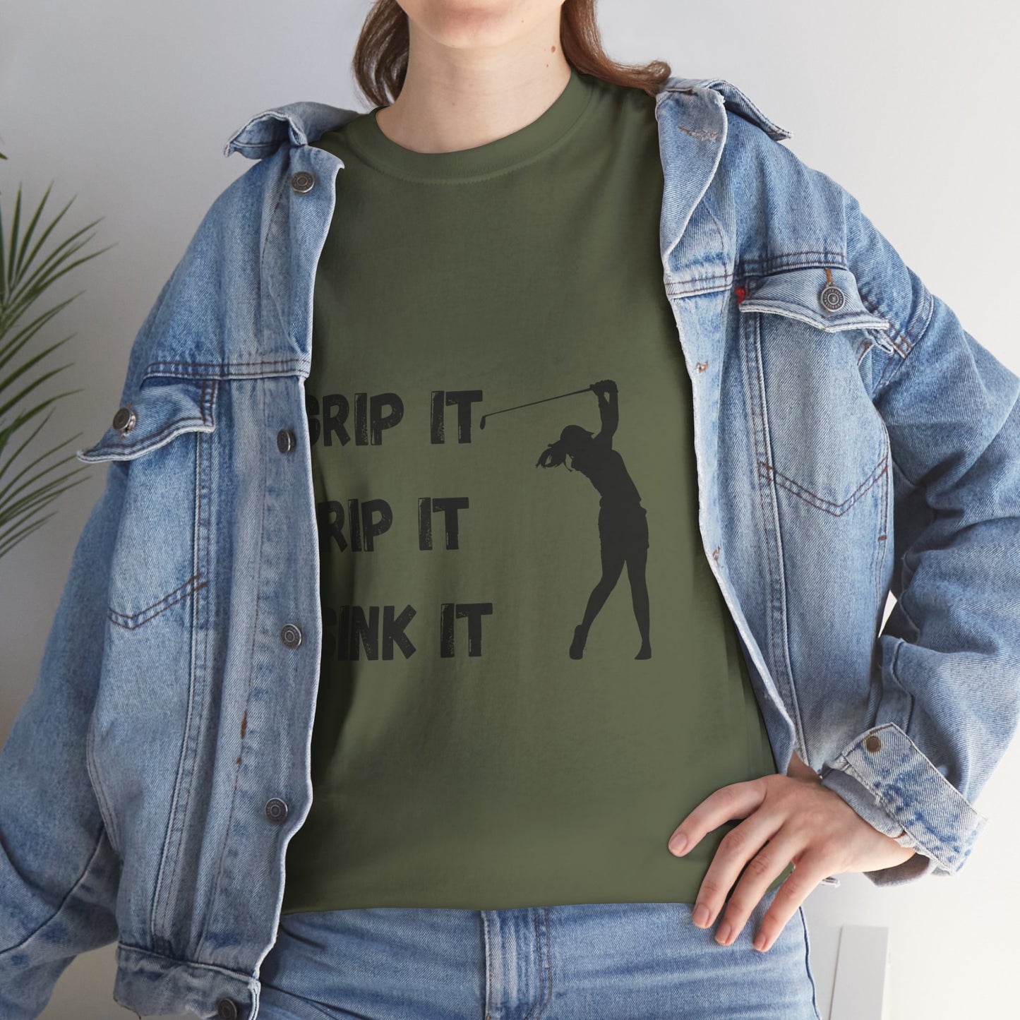 Unisex Heavy Cotton Tee - Grip It, Rip It, Sink It Woman