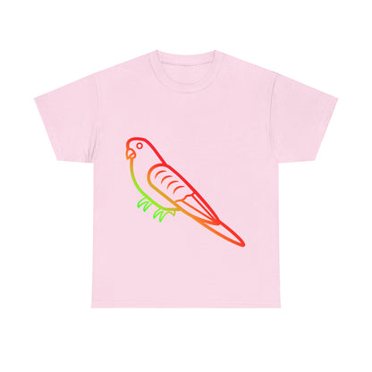 Vibrant Budgie Rainbow T-Shirt that exudes a playful and colorful vibe. Perfect for animal lovers, festival-goers, and anyone who wants to add a pop of fun to their wardrobe. Ideal for Pride Month, music festivals, and casual outings.