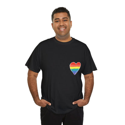 Unisex Heavy Cotton Tee - Love Is Love Rainbow Heart Mini