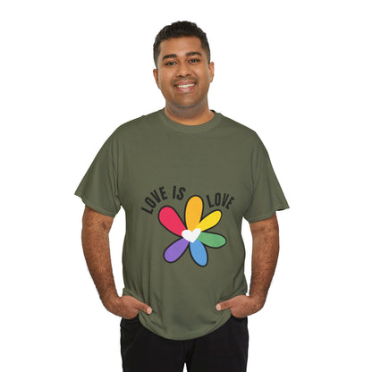 Unisex Heavy Cotton Tee - Rainbow Flower