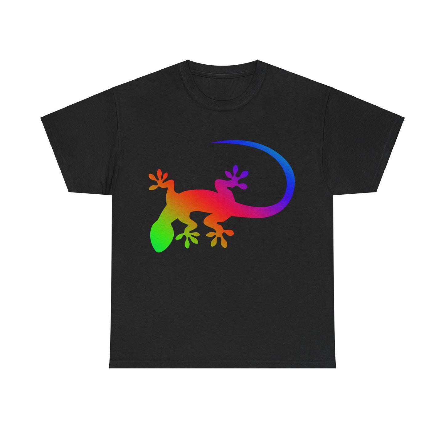 vibrant animal lover t-shirt with colourful rainbow gecko outline. Great for as a gift. Great for wildlife adventures.