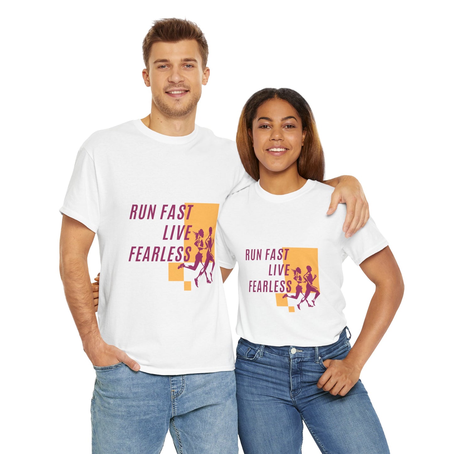 Unisex Heavy Cotton Tee - Run Fast, Live Fearless