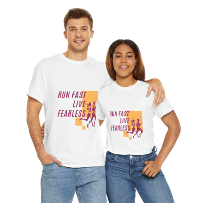 Unisex Heavy Cotton Tee - Run Fast, Live Fearless