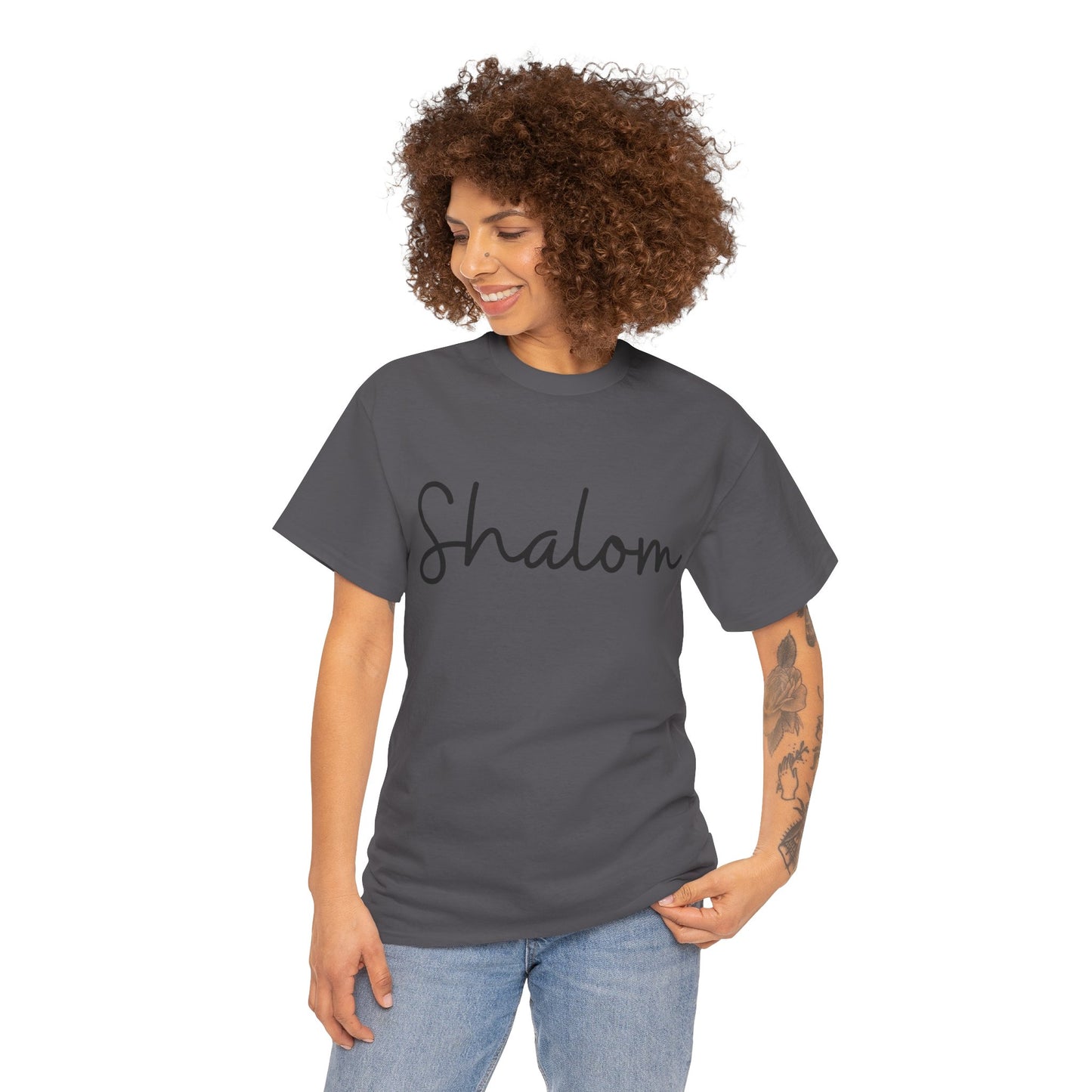 "Shalom" (Hebrew Greeting) Unisex Heavy Cotton Tee