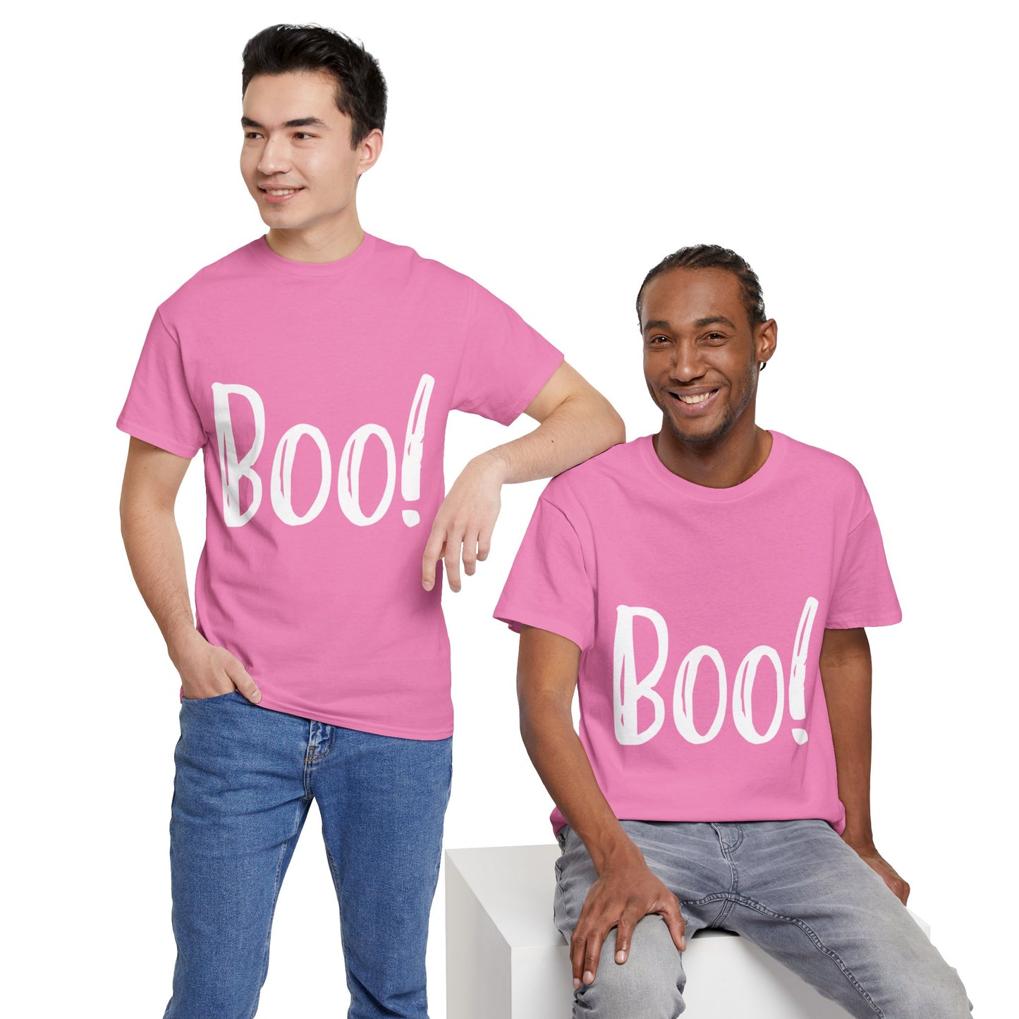 Unisex Heavy Cotton Tee - Boo White Print