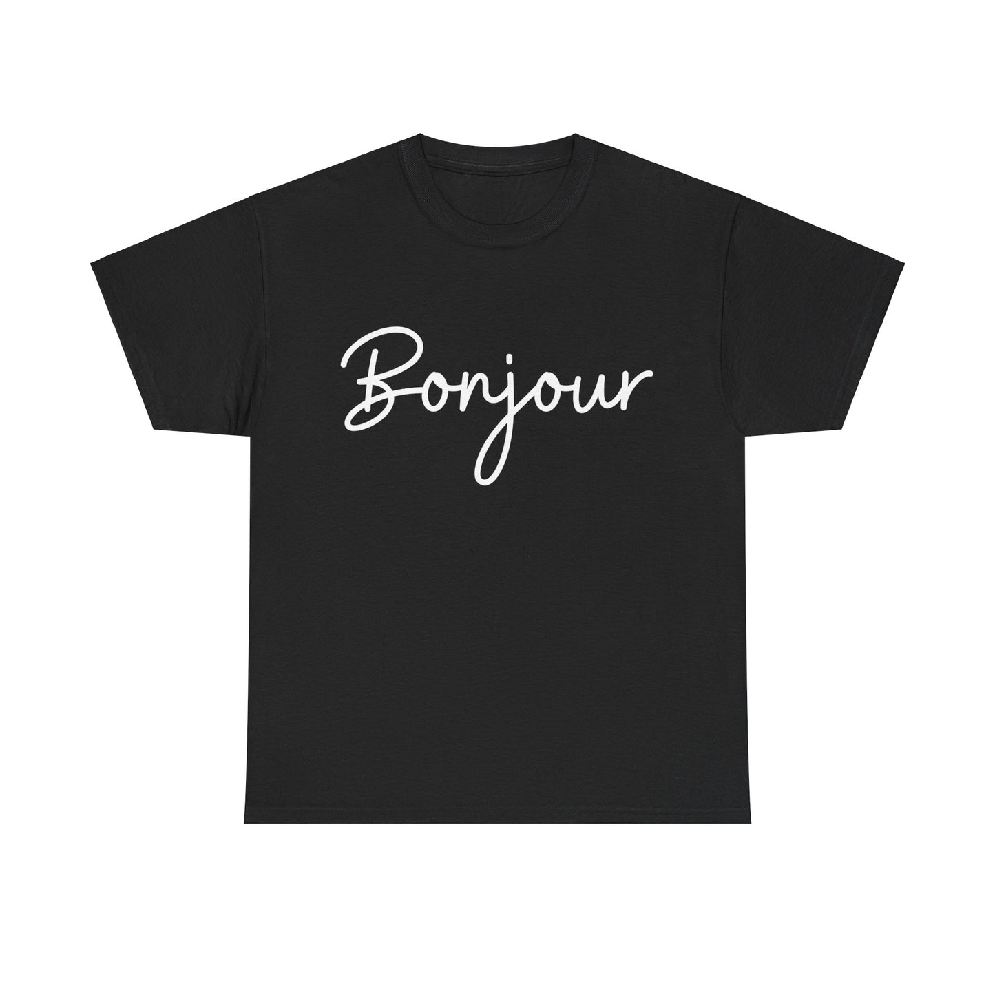 "Bonjour" & "Au Revoir" (French Greetings) Unisex Heavy Cotton Tee