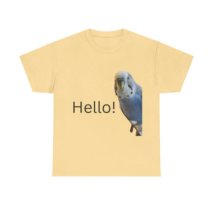 Hello Budgie T-shirt for Budgie lovers and bird enthusiasts.