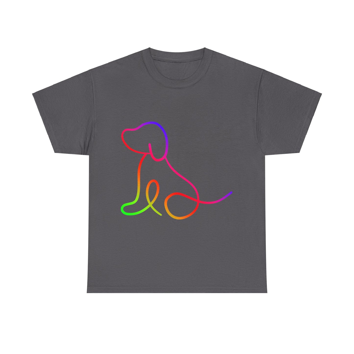 vibrant animal lover t-shirt with colourful rainbow dog outline. Great for as a gift. Great for wildlife adventures.