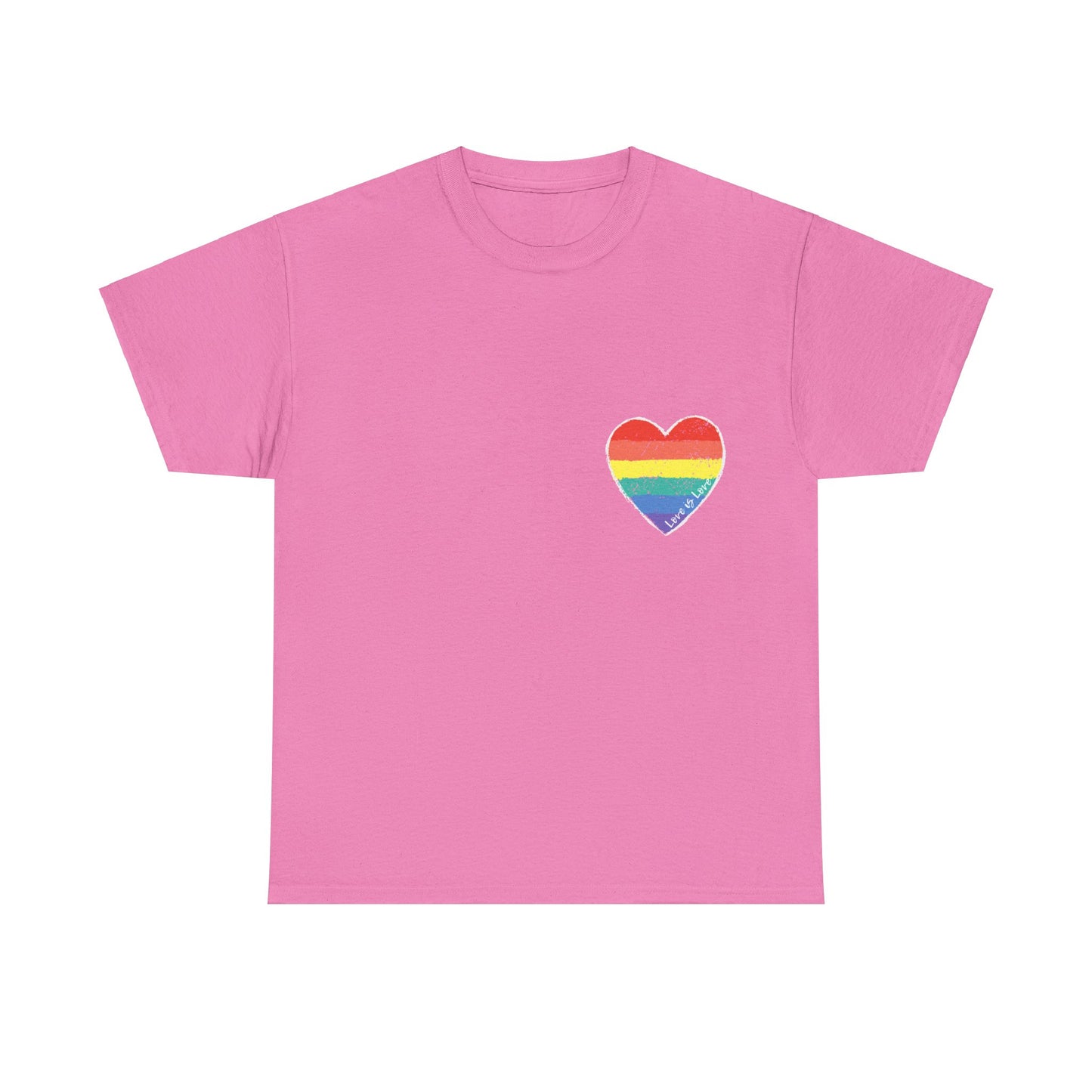 Unisex Heavy Cotton Tee - Love Is Love Rainbow Heart Mini