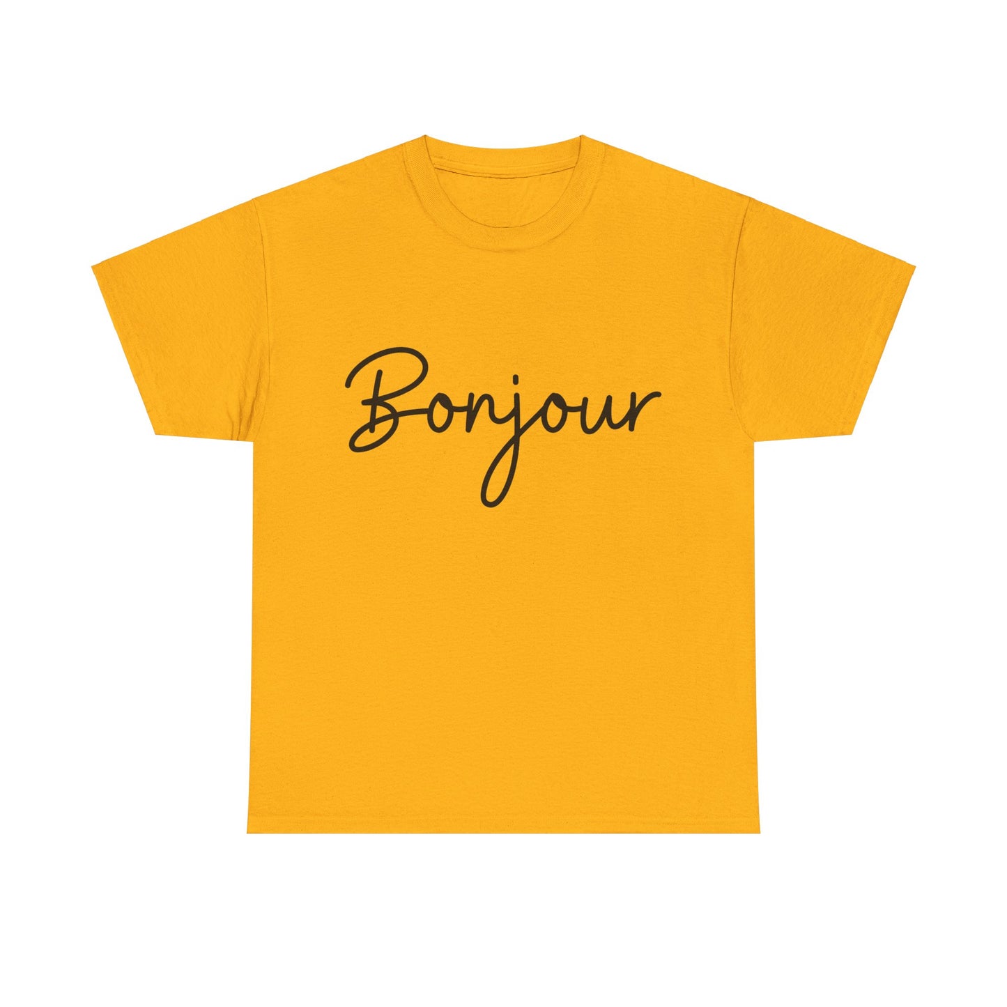 "Bonjour" (French Greeting) Unisex Heavy Cotton Tee