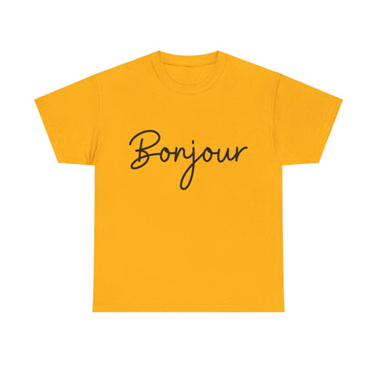 "Bonjour" (French Greeting) Unisex Heavy Cotton Tee