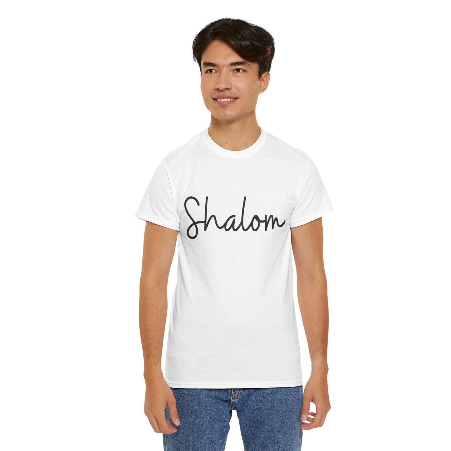 "Shalom" (Hebrew Greeting) Unisex Heavy Cotton Tee