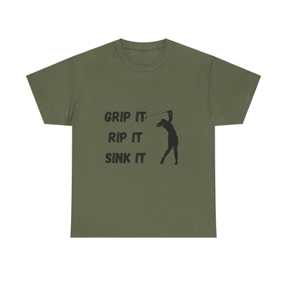 Unisex Heavy Cotton Tee - Grip It, Rip It, Sink It Woman