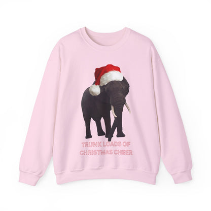 vibrant Elephant themed christmas jumper for animal lovers and wildlife lovers. trunk loads of Christmas Cheer